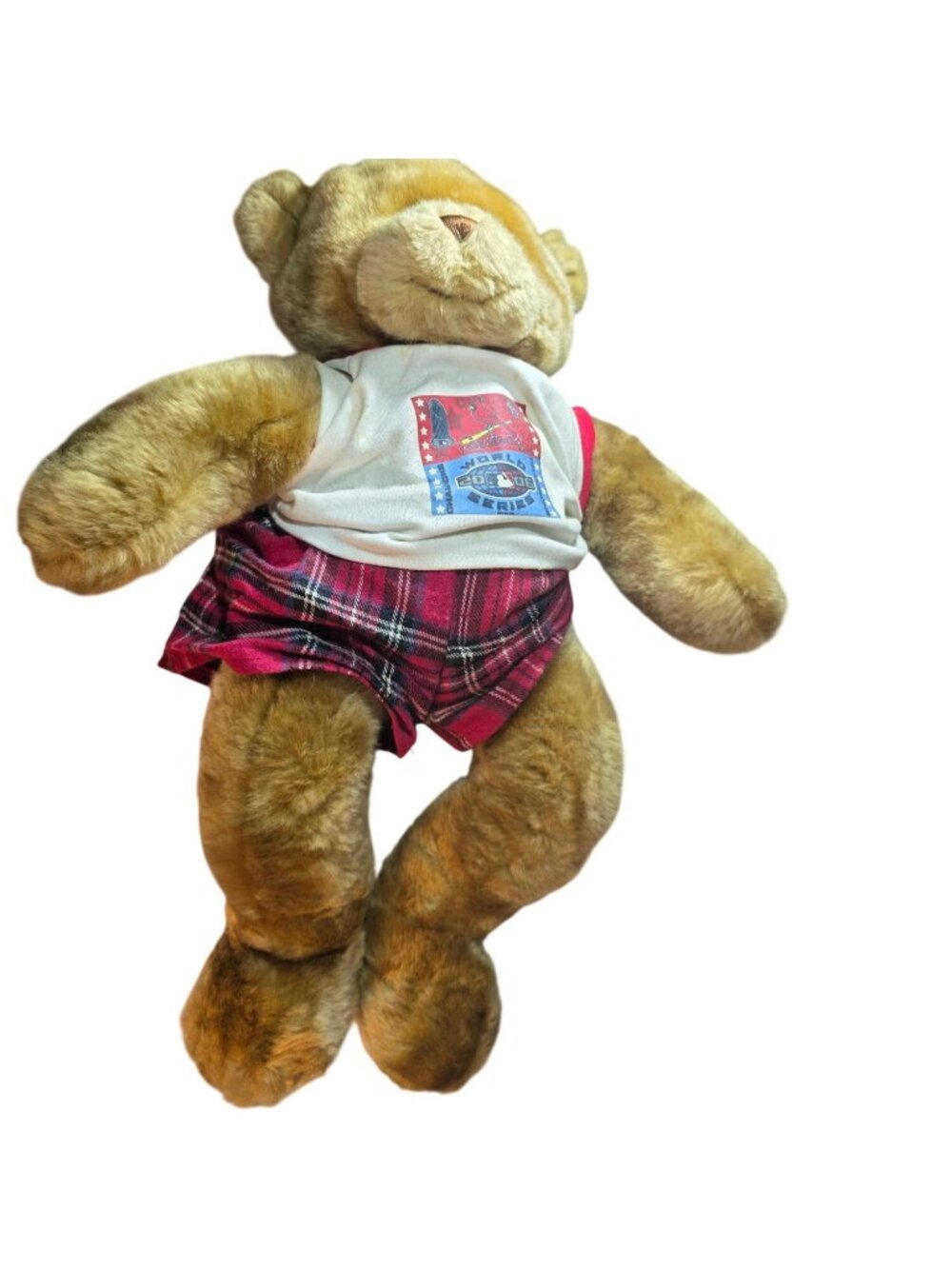 Build-A-Bear Cardinals 2006 World Series Plush Teddy Bear In Plaid Shorts